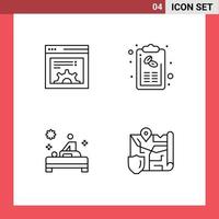 Set of 4 Modern UI Icons Symbols Signs for design spa bill list therapy Editable Vector Design Elements