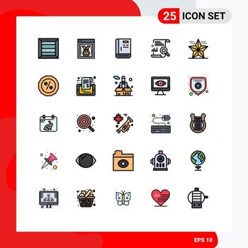 Modern Set of 25 Filled line Flat Colors and symbols such as celebration search contact file chart Editable Vector Design Elements