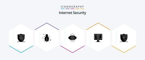Internet Security 25 Glyph icon pack including internet. lock. security. internet. lock vector
