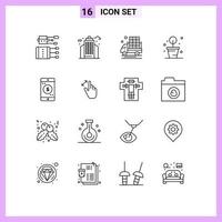 16 Universal Outlines Set for Web and Mobile Applications mobile potted plant office plant truck Editable Vector Design Elements