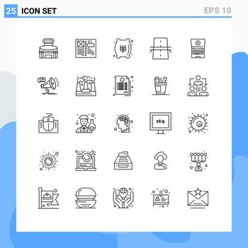 Modern Set of 25 Lines Pictograph of grid construction grid bridge flour sack Editable Vector Design Elements