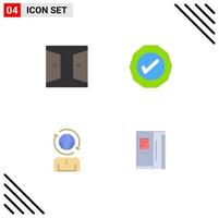 Group of 4 Modern Flat Icons Set for buildings business home ok management Editable Vector Design Elements