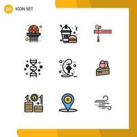 9 iconos creativos signos y símbolos modernos del genoma eid cortan elementos de diseño de vectores editables de adn genético