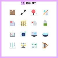 Set of 16 Vector Flat Colors on Grid for text sheet sheet outline document innovation Editable Pack of Creative Vector Design Elements
