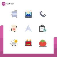 Set of 9 Modern UI Icons Symbols Signs for location flower call file ui Editable Vector Design Elements