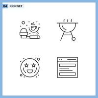 Modern Set of 4 Filledline Flat Colors and symbols such as coffee heart eyes powder adoration header Editable Vector Design Elements