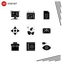 9 Creative Icons Modern Signs and Symbols of green navigate document move money Editable Vector Design Elements