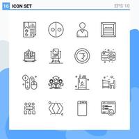 Pack of 16 Modern Outlines Signs and Symbols for Web Print Media such as cake e symbols commerce box Editable Vector Design Elements