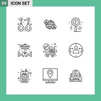 9 iconos creativos signos y símbolos modernos de cena playa internet zoom búsqueda elementos de diseño vectorial editables