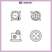 4 Universal Filledline Flat Colors Set for Web and Mobile Applications management setting global strategy stud Editable Vector Design Elements