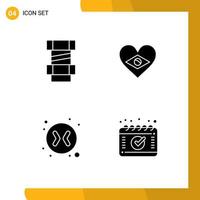 Mobile Interface Solid Glyph Set of 4 Pictograms of carpenter exchange heart love calendar Editable Vector Design Elements