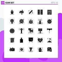 25 Universal Solid Glyphs Set for Web and Mobile Applications sport room lockers room letter box lockers up down Editable Vector Design Elements