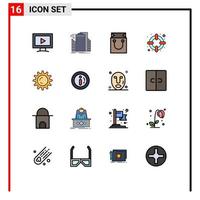 Set of 16 Modern UI Icons Symbols Signs for day support urban lifesaver shopping Editable Creative Vector Design Elements