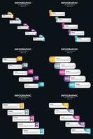 plantilla de diapositiva de presentación del paquete de infografías vectoriales 6 diagramas de ciclo de 5 pasos y líneas de tiempo vector