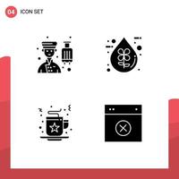 Set of 4 Commercial Solid Glyphs pack for avatar liquid professional drop christmas Editable Vector Design Elements