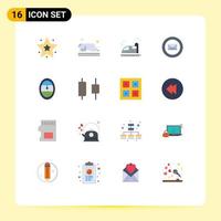 Set of 16 Modern UI Icons Symbols Signs for window plane bullet chat mail Editable Pack of Creative Vector Design Elements