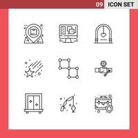 9 User Interface Outline Pack of modern Signs and Symbols of bound space web falling marriage Editable Vector Design Elements