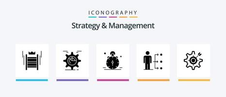 Strategy And Management Glyph 5 Icon Pack Including network. connect. chart. alert. time. Creative Icons Design vector