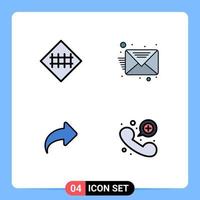 Universal Icon Symbols Group of 4 Modern Filledline Flat Colors of fence direction road sign inbox forward Editable Vector Design Elements