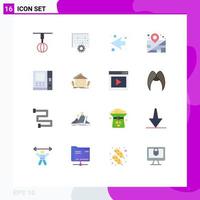 Flat Color Pack of 16 Universal Symbols of cash management schedule business left Editable Pack of Creative Vector Design Elements