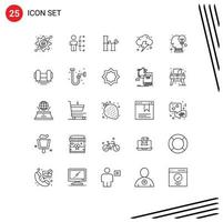 Modern Set of 25 Lines Pictograph of creative power man cloud chinese Editable Vector Design Elements