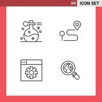 conjunto de 4 iconos de interfaz de usuario modernos símbolos signos para configuración de mapa de spa web de belleza elementos de diseño vectorial editables vector