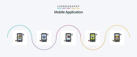 paquete de iconos de 5 planos llenos de línea de aplicación móvil que incluye mensaje. carro. nube. aplicación vector