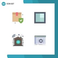 Flat Icon Pack of 4 Universal Symbols of insurance intelligent box interior technology Editable Vector Design Elements