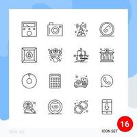 Outline Pack of 16 Universal Symbols of product box radio pin extension Editable Vector Design Elements