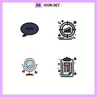 Set of 4 Modern UI Icons Symbols Signs for bubble love target product heard Editable Vector Design Elements
