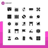 25 User Interface Solid Glyph Pack of modern Signs and Symbols of game console speaker spring flower Editable Vector Design Elements