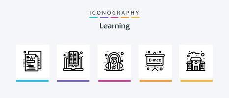 Learning Line 5 Icon Pack Including light. book. atom. reading. computer. Creative Icons Design vector