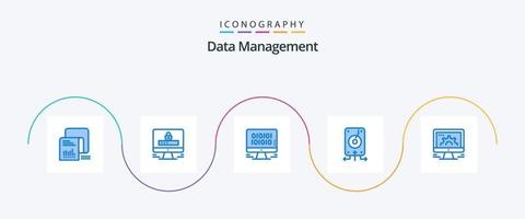 Data Management Blue 5 Icon Pack Including storage. file. security. data. web vector