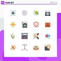 Pack of 16 Modern Flat Colors Signs and Symbols for Web Print Media such as modern economics erase business power Editable Pack of Creative Vector Design Elements