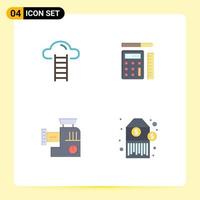 Pictogram Set of 4 Simple Flat Icons of stair kitchen interface scale mix Editable Vector Design Elements