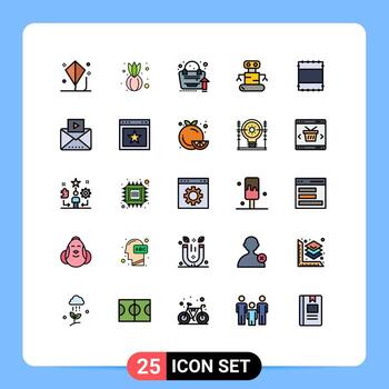 25 Thematic Vector Filled line Flat Colors and Editable Symbols of message layout grow up space exoskeleton Editable Vector Design Elements