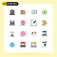 16 Universal Flat Color Signs Symbols of wave hertz cards frequency shopping Editable Pack of Creative Vector Design Elements