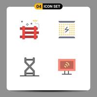 Pack of 4 Modern Flat Icons Signs and Symbols for Web Print Media such as bomb energy firework charging dna Editable Vector Design Elements