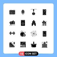 16 iconos creativos, signos y símbolos modernos de dispositivos móviles iphone, batidor de teléfono inteligente, elementos de diseño vectorial editables vector