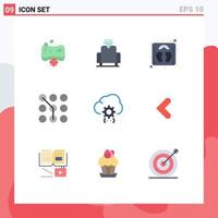 Universal Icon Symbols Group of 9 Modern Flat Colors of develop cloud scale security passkey Editable Vector Design Elements