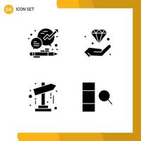 Thematic Vector Solid Glyphs and Editable Symbols of business invest management hand map Editable Vector Design Elements