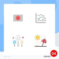 Set of 4 Commercial Flat Icons pack for computer trends gear chart celebration Editable Vector Design Elements