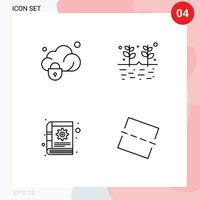 grupo de 4 signos y símbolos de colores planos de línea rellena para contenido de datos notas de jardín seguras elementos de diseño vectorial editables vector