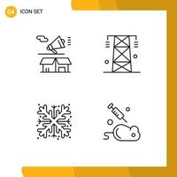 Editable Vector Line Pack of 4 Simple Filledline Flat Colors of marketing tower box energy snow Editable Vector Design Elements