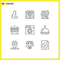 Set of 9 Vector Outlines on Grid for mac spring search plant growth Editable Vector Design Elements