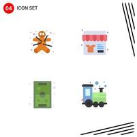4 paquete de iconos planos de interfaz de usuario de signos y símbolos modernos de juegos de galletas juego de compras de halloween elementos de diseño vectorial editables vector