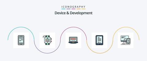 Device And Development Line Filled Flat 5 Icon Pack Including monitor. cell. laptop. hardware. mobile vector