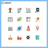 Modern Set of 16 Flat Colors and symbols such as engineering design globe cart web mouse Editable Pack of Creative Vector Design Elements
