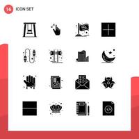 Solid Glyph Pack of 16 Universal Symbols of cable open ipo new chart Editable Vector Design Elements