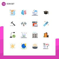 Pack of 16 Modern Flat Colors Signs and Symbols for Web Print Media such as carpenter tool bath construction graduation Editable Pack of Creative Vector Design Elements